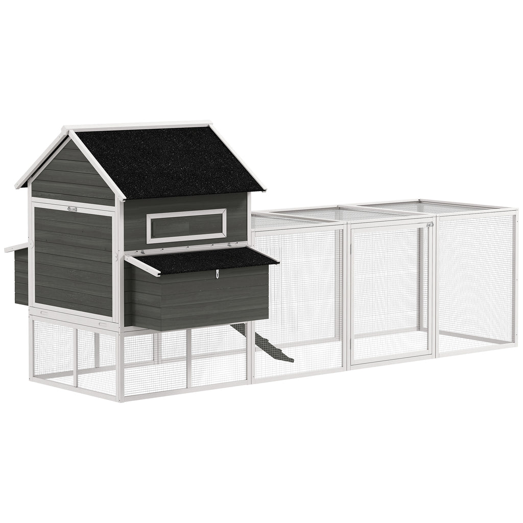 137" Wooden Chicken Coop for 4-6 Chickens, Backyard, Dark Gray