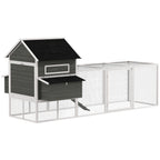 137" Wooden Chicken Coop for 4-6 Chickens, Backyard, Dark Gray