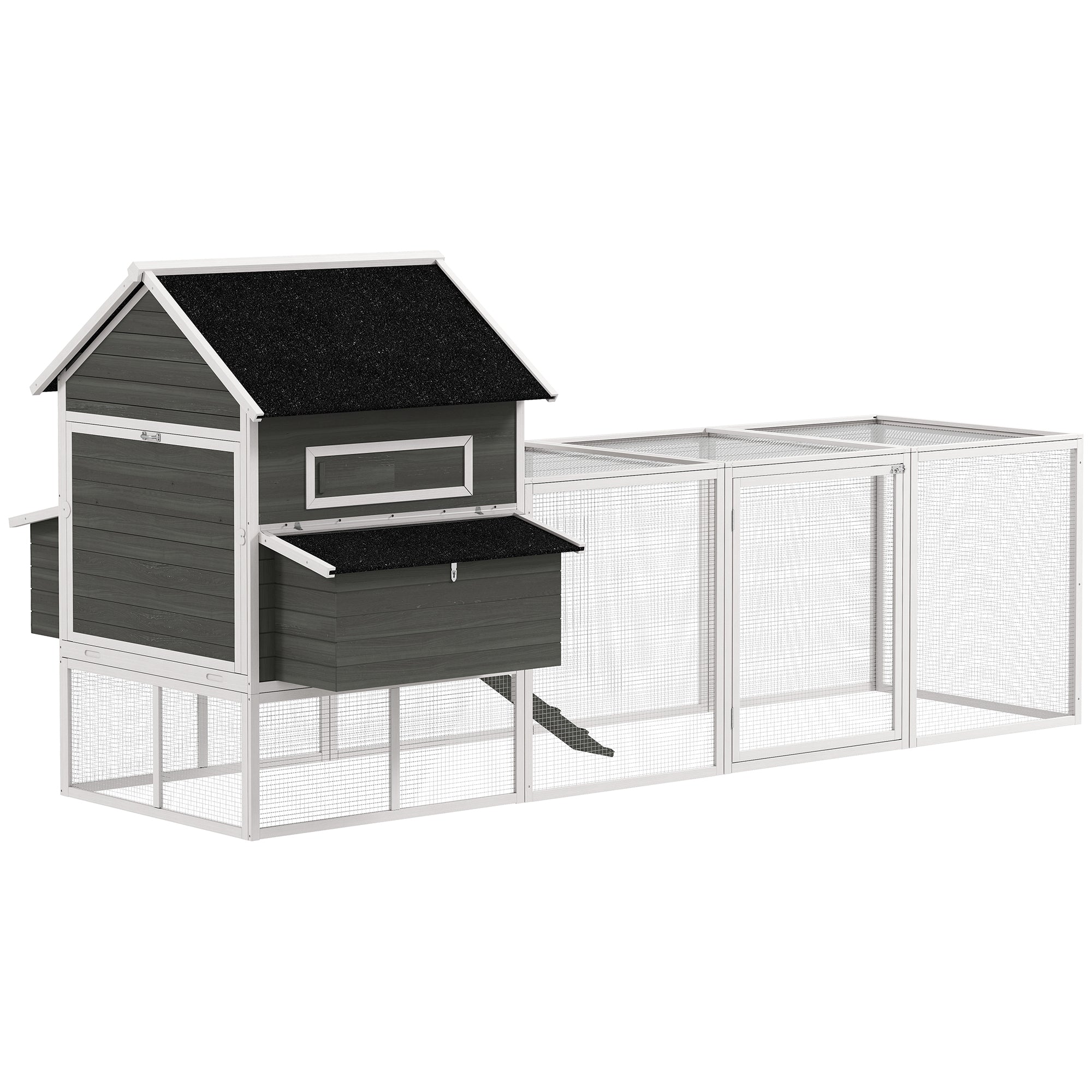 137" Wooden Chicken Coop for 4-6 Chickens, Backyard, Dark Gray