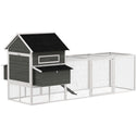 137" Wooden Chicken Coop for 4-6 Chickens, Backyard, Dark Gray
