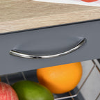 Mobile Kitchen Cart, Rolling Kitchen Island with Storage, Utility Cart with Wire Fruit Baskets, Trays and Drawer, Gray