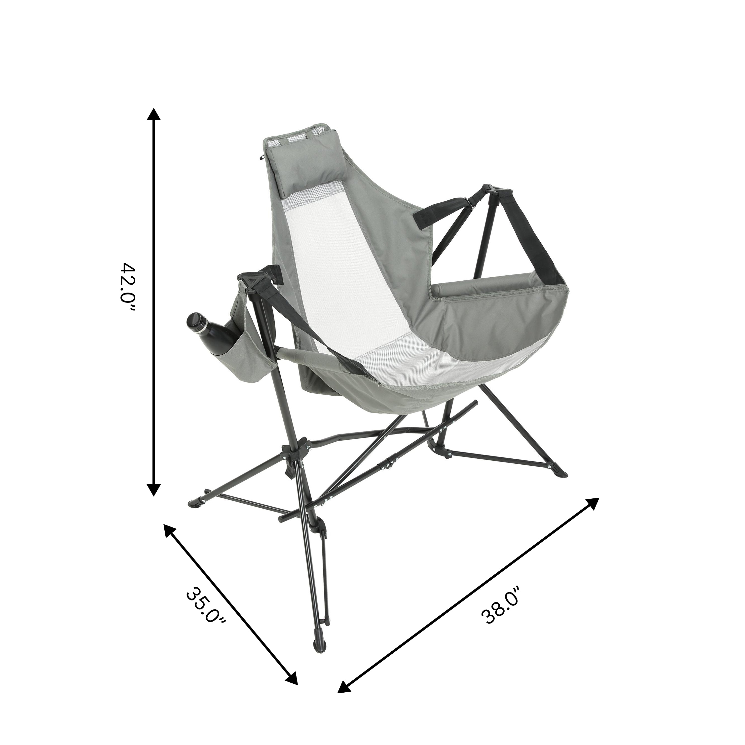 Set of 2 Hammock Camping Chair with Adjustable Back, Cup Holder, Carry Bag, Folding Portable Rocking Chair, 35" L x 38" W x 42" H, Gray