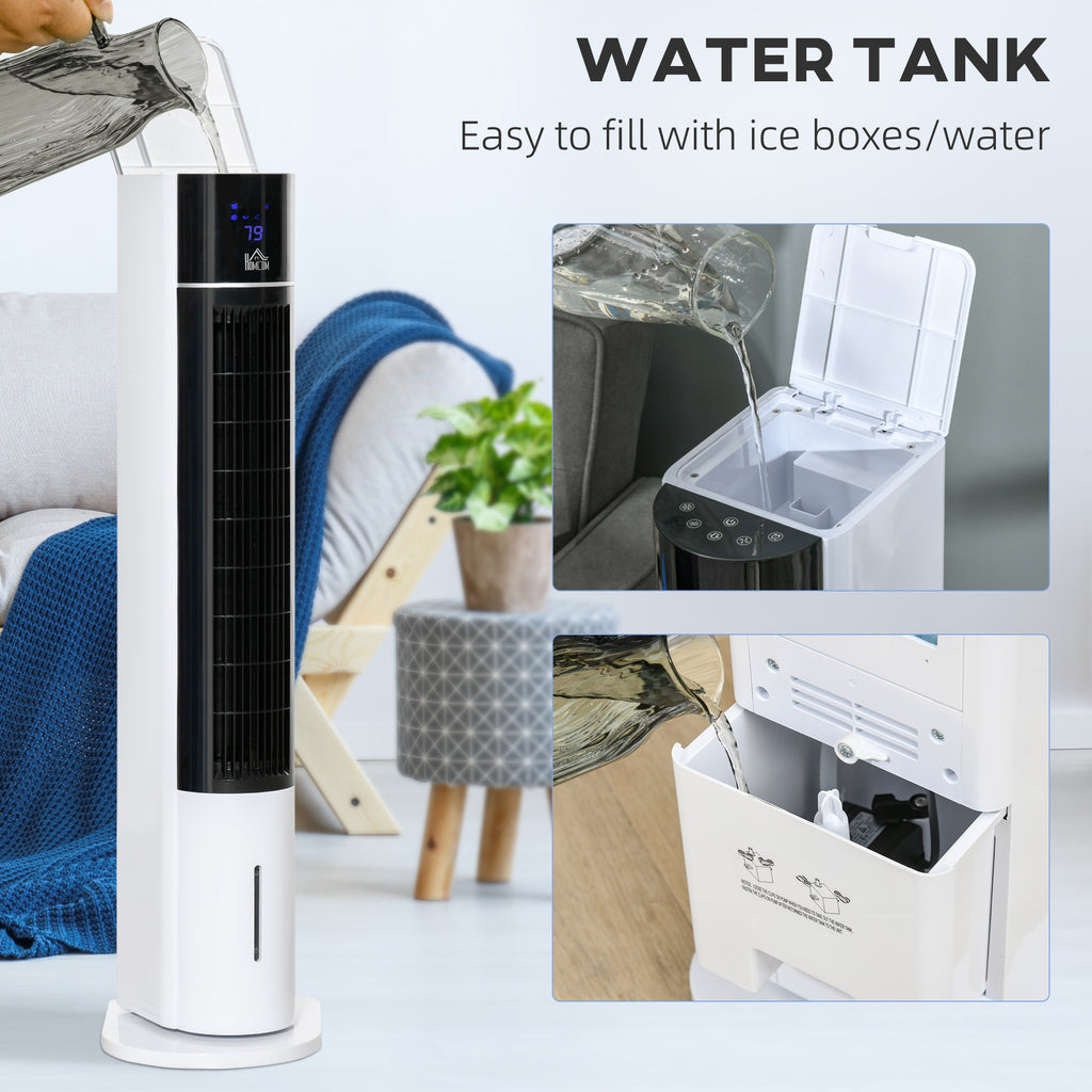 42" 3-In-1 Air Cooler, 52° Oscillating Portable Swamp Cooler with Humidifier, 3 Modes, 3 Speeds, 12H Time, White
