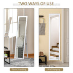 Full Length Glass Mirror, Freestanding or Wall Mounted Dress Mirror for Bedroom, Living Room, Bathroom, White