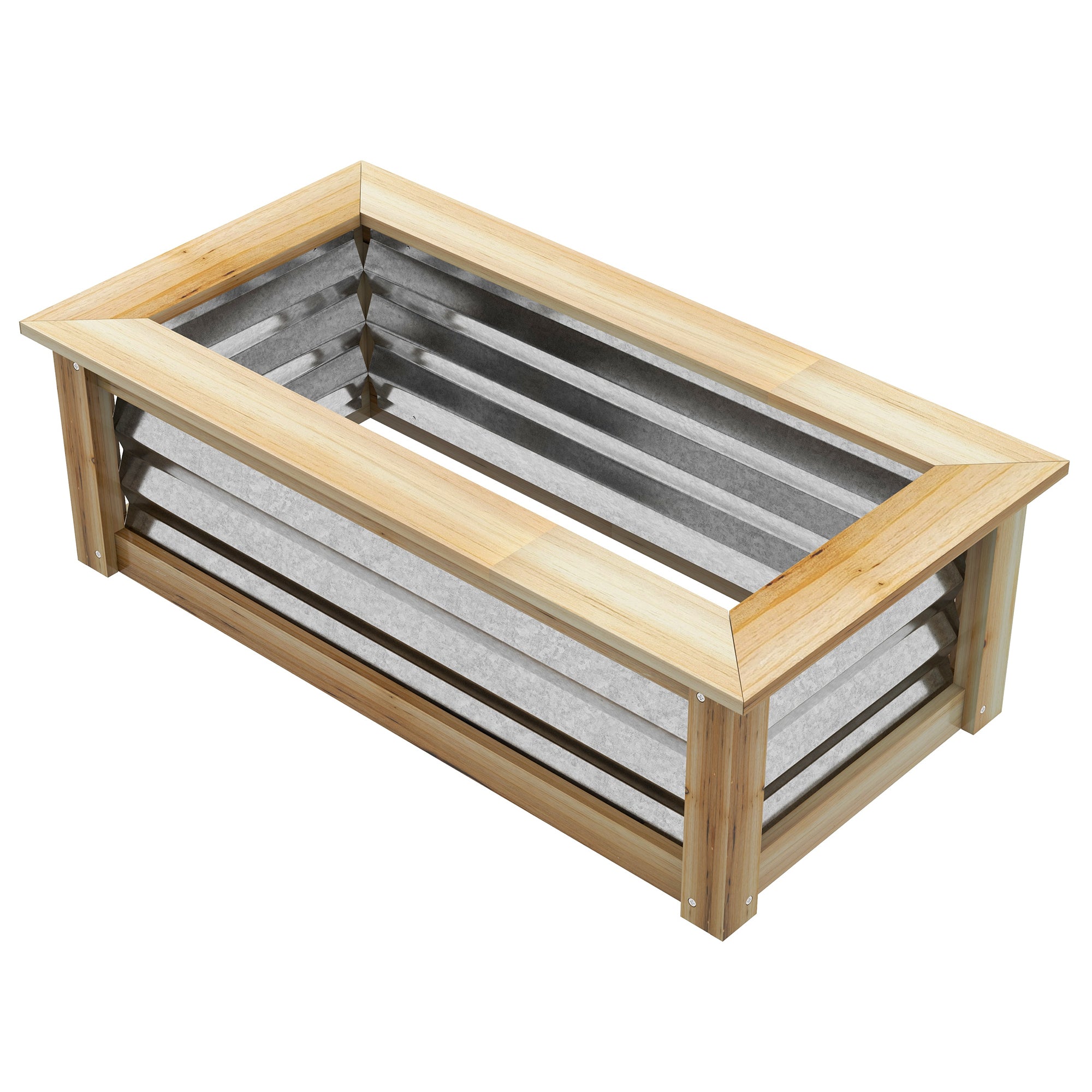 Raised Garden Bed, Planter Box, Metal and Wood Combined, for Growing Flowers, Herbs and Vegetables