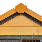 Outdoor Rabbit Cage Elevated Pet House w/ Slide-Out Tray, Natural Wood & Black