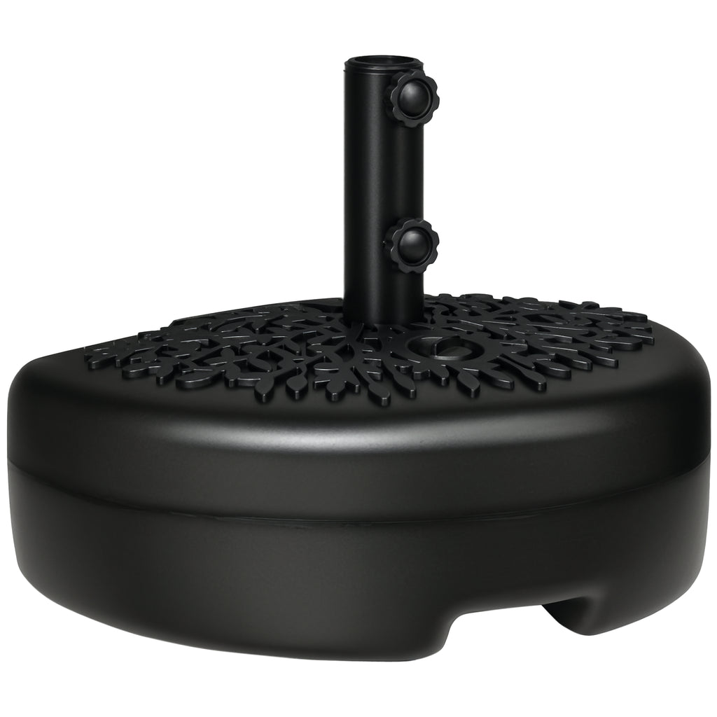 Half Round Umbrella Base, Sand or Water Filled Half Patio Umbrella Stand Holder for Lawn, Deck, Backyard and Garden, 40lb Capacity Water or 46lb Capacity Sand, Fit 1.5"or 2" Pole, Black