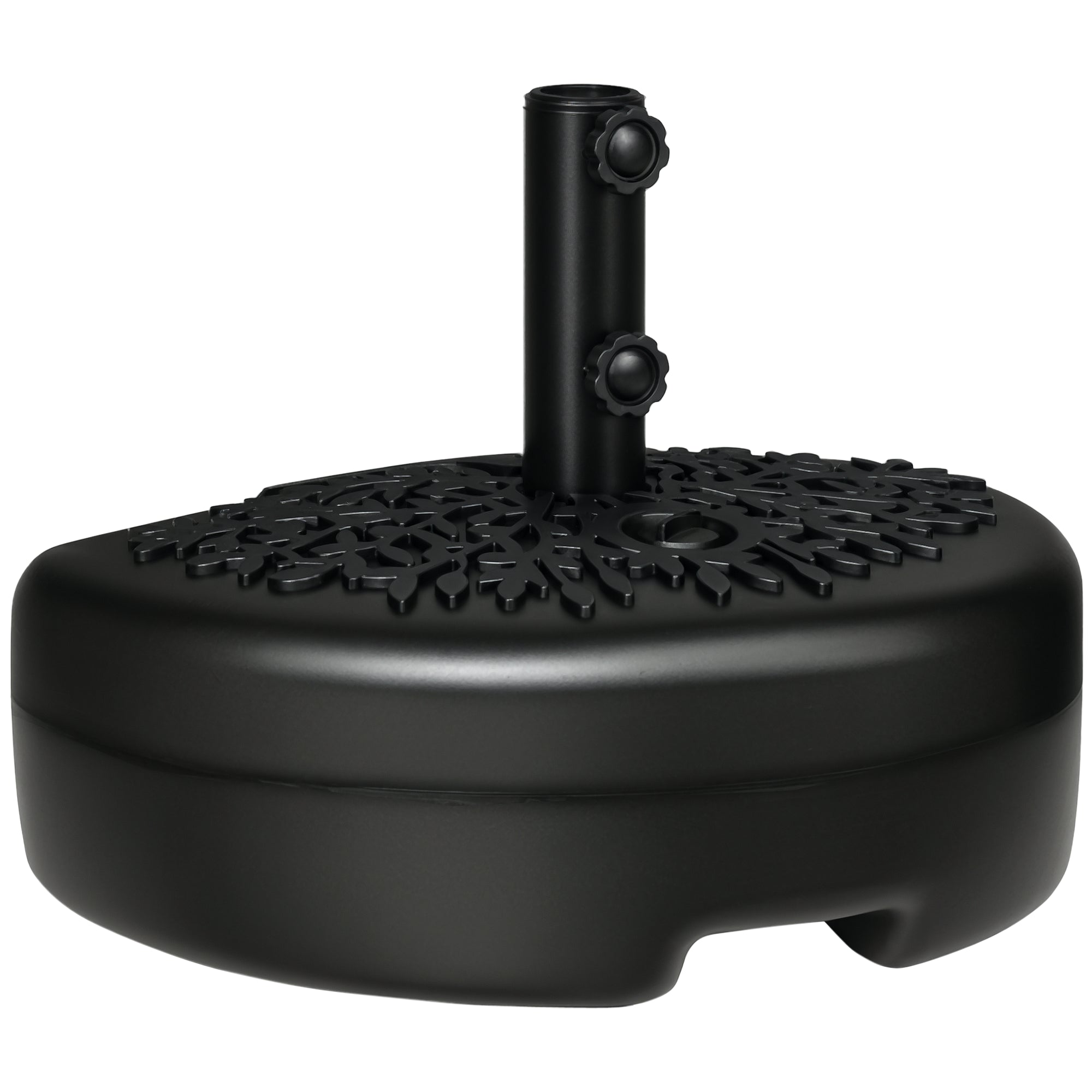 Half Round Umbrella Base, Sand or Water Filled Half Patio Umbrella Stand Holder for Lawn, Deck, Backyard and Garden, 40lb Capacity Water or 46lb Capacity Sand, Fit 1.5"or 2" Pole, Black