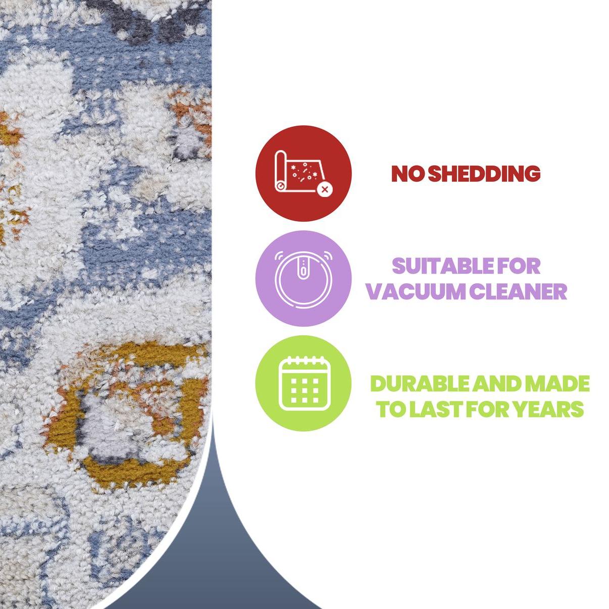 6x9 Stain-Resistant Area Rug with Cotton Backing, Medium Pile Height, Kid and Pet-Friendly Carpet, 93" L x 79" W x 0.3" H, Cream