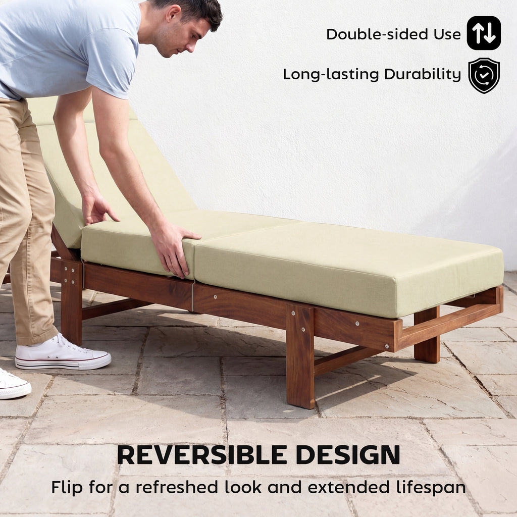 Chaise Lounge Cushion, 4" Thick Outdoor Lounge Chair Cushions with Ties for Patio, 26" x 80", Cream White