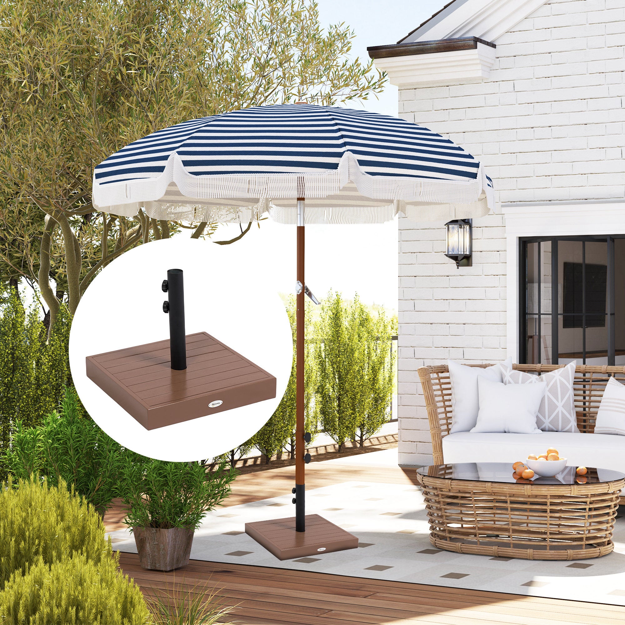 Patio Umbrella Base, 42 lbs. Concrete Heavy Duty Umbrella Base for 1.25/1.5" Poles, Coffee