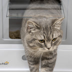 Fully Enclosed Cat Litter Box with Front Entry and Top Exit, Plastic, Gray & White