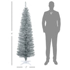 6' Artificial Pencil Christmas Tree, Slim Xmas Tree with 390 Realistic Branch Tips and Plastic Stand, Silver