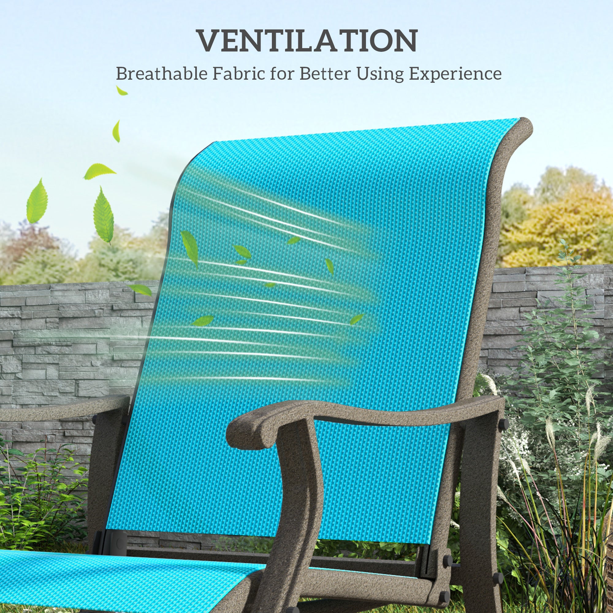 Outdoor Glider Chair Patio Glider Swing Chair with Mesh Seat, Steel Frame for Backyard, Garden, Porch, Blue