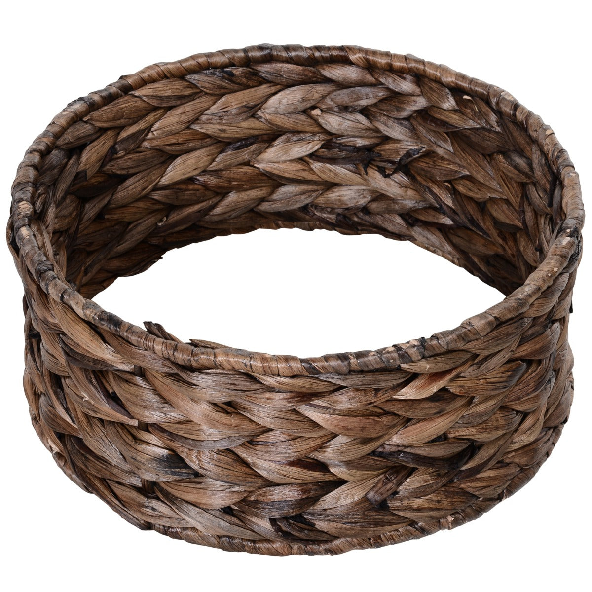 Handwoven Elevated Cat Bed with Rotating Basket and Soft Cushion, Wicker Cat Egg Chair with Stand, Brown
