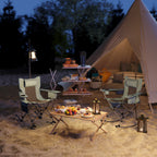 Folding Rocking Camping Chairs, Portable Chairs with Headrest, Cooler Bag, Cup Holder, Carry Bag, 2 Pack, Gray