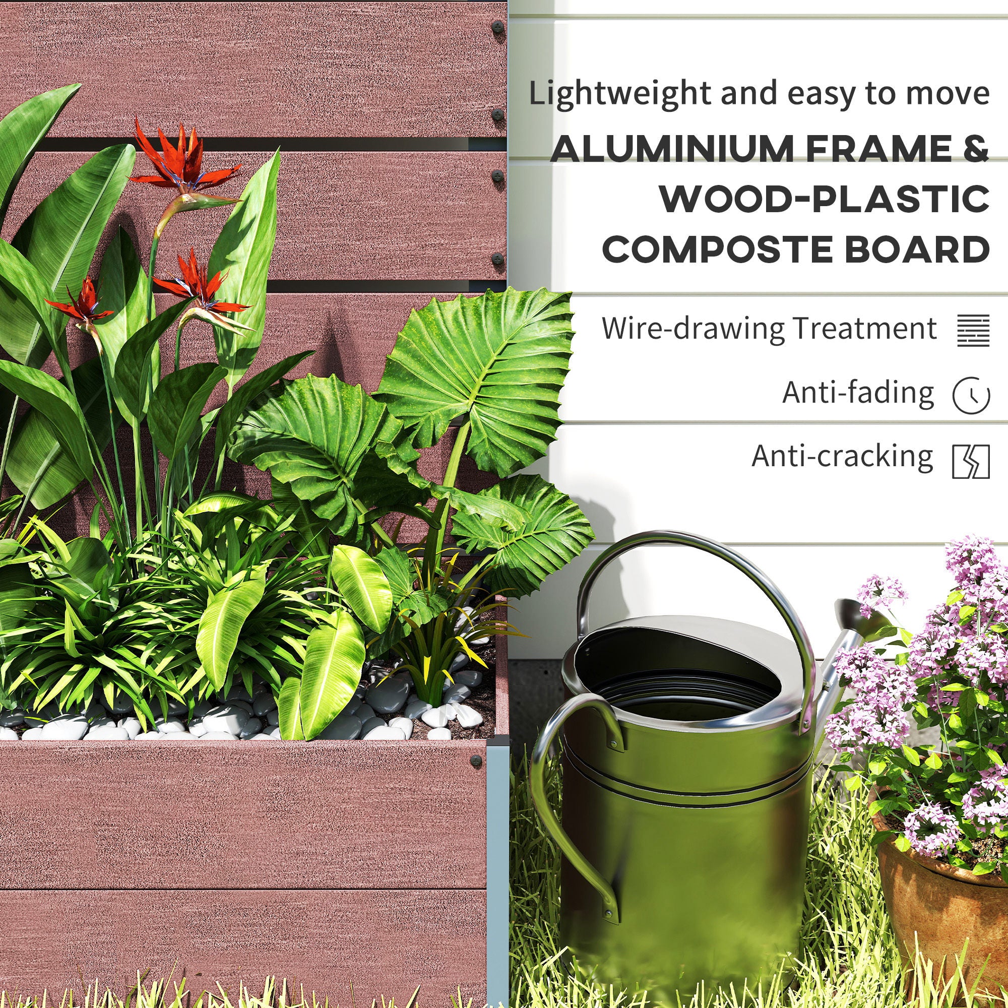 Trellis Planter for Climbing Plants, Raised Garden Bed with Trellis, Planter Box for Outdoor, 28.25" x 15" x 59", Brown