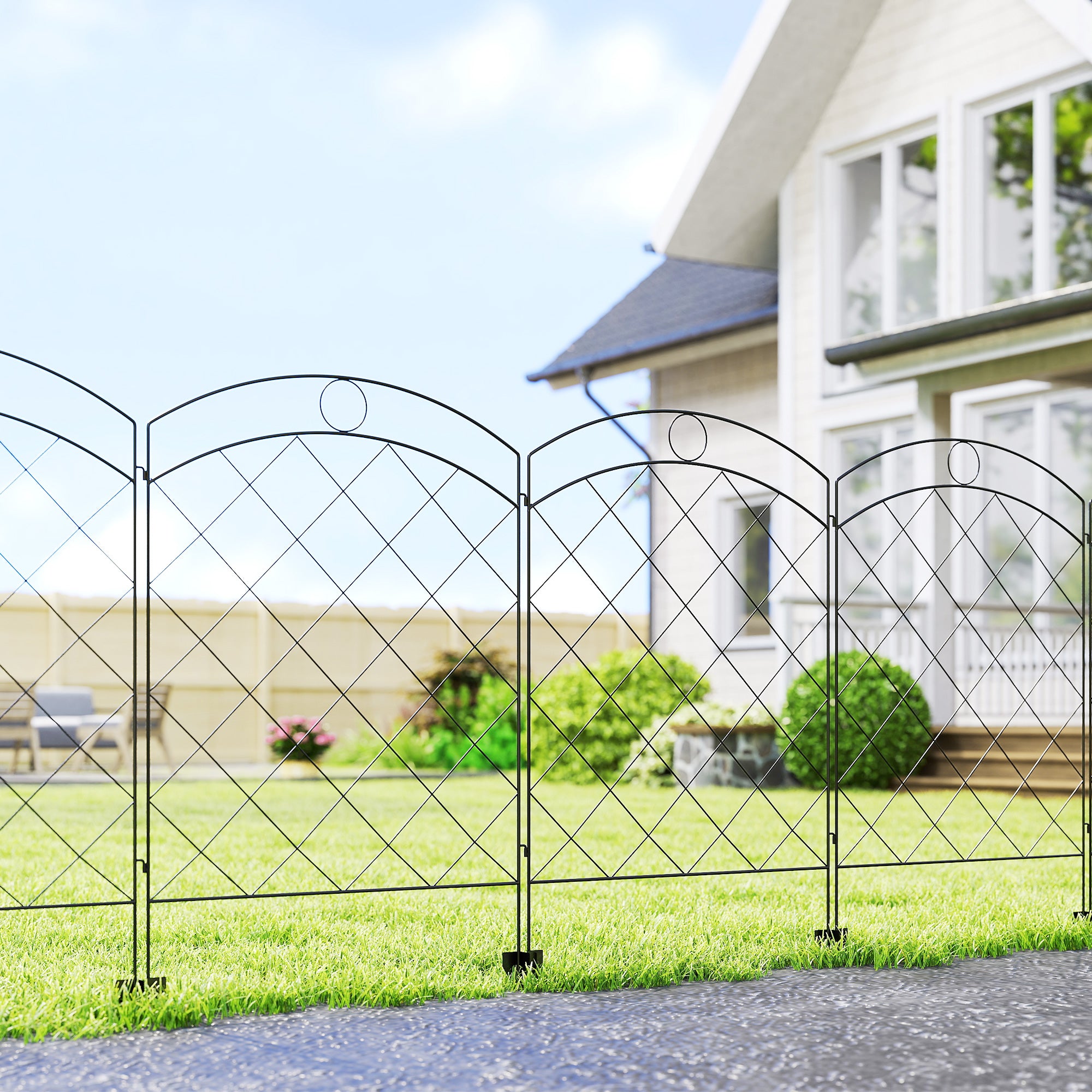 4 Pack Garden Fencing for Yard, Decorative Fence Panels as Flower Edging, Circle