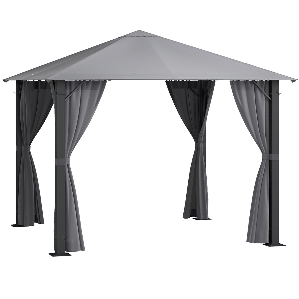 10' x 10' Patio Gazebo, Outdoor Gazebo Canopy Shelter with Netting & Curtains, Vented Roof, for Garden, Lawn, Backyard and Deck, Black