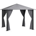 10' x 10' Patio Gazebo, Outdoor Gazebo Canopy Shelter with Netting & Curtains, Vented Roof, for Garden, Lawn, Backyard and Deck, Black