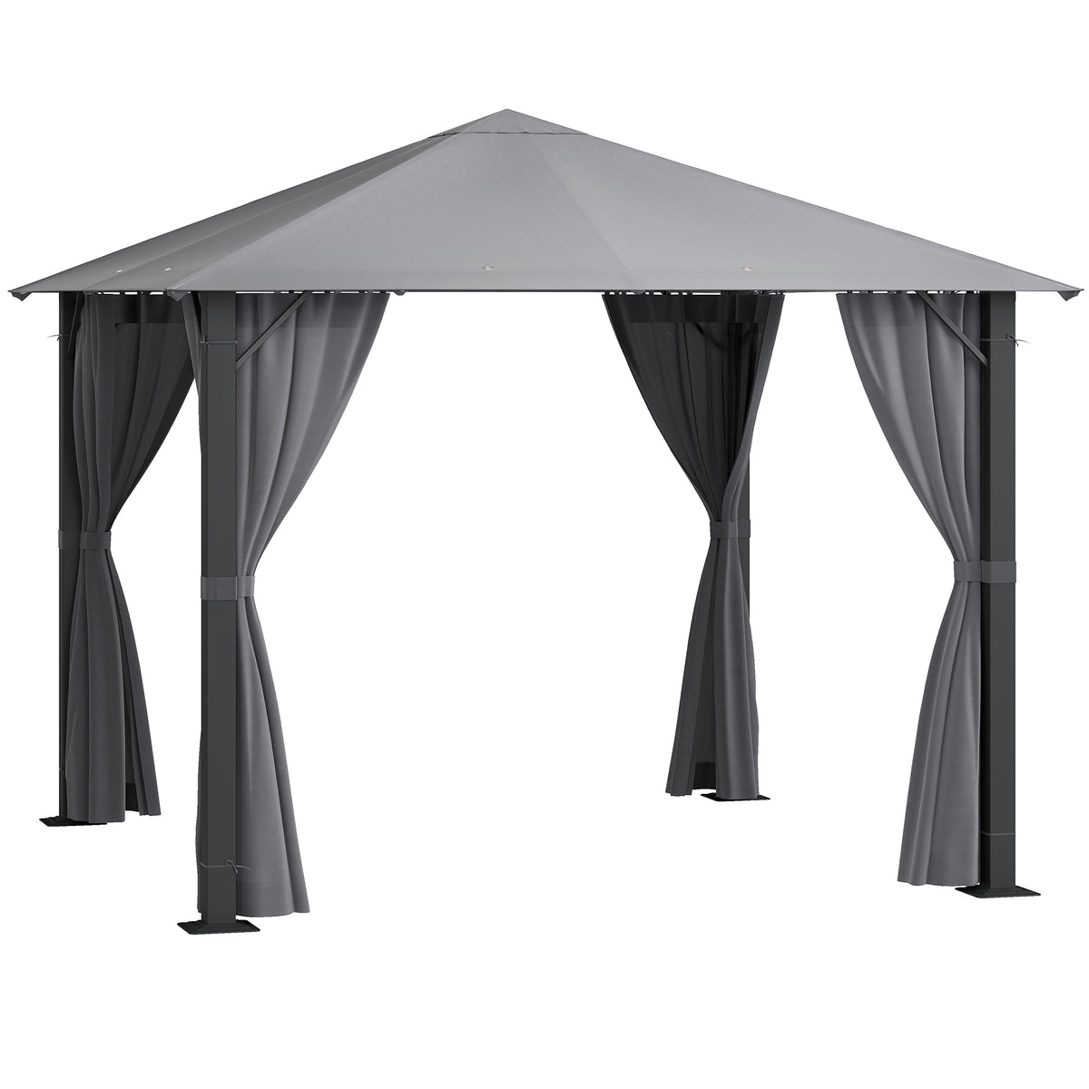 10' x 10' Patio Gazebo, Outdoor Gazebo Canopy Shelter with Netting & Curtains, Vented Roof, for Garden, Lawn, Backyard and Deck, Black