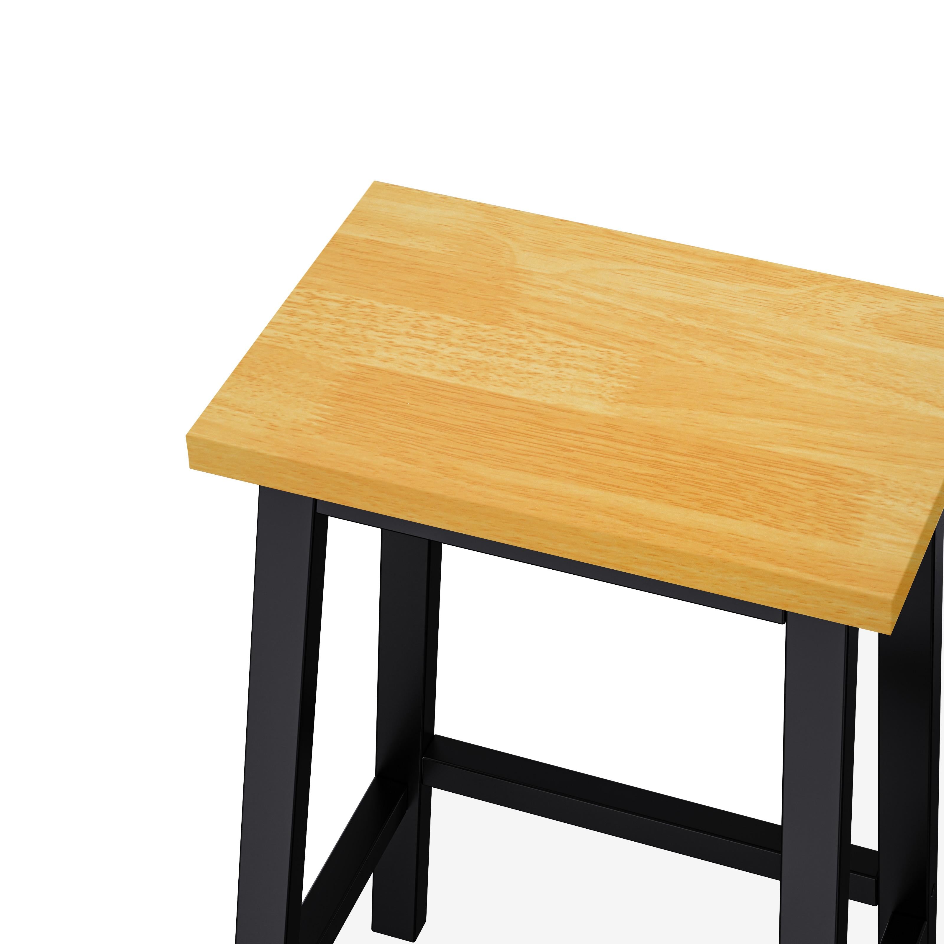 Set of 2 Solid Wood Bar Stools with Anti-Scratch Pads, Farmhouse Design, Kitchen Counter Stools with Footrests, 16" L x 11" W x 25.5" H, Black