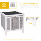 Small Wooden Rabbit Hutch Bunny Cage Guinea Pig Cage Duck House Dog House with Openable & Waterproof Roof, for Rabbits, Chickens, Ducks, Gray