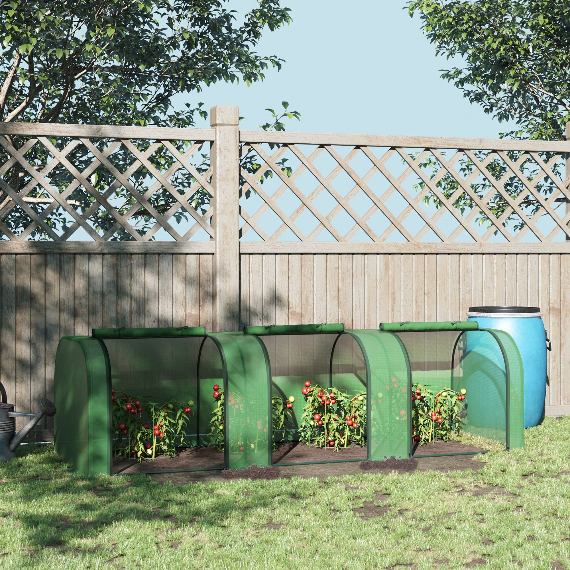9.7' L x 3' W x 2.5' H Portable Tunneled Greenhouse with 3 Zippered Doors, Water/UV Fighting PE Cover