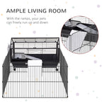 Rolling Metal Rabbit, Guinea Pig, or Small Animal Hutch Cage with Main House and Run
