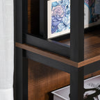 Shelves for Storage, 4 Tier Bookshelf Utility Organizer with Back Support and Anti-Topple Design, Walnut/Black