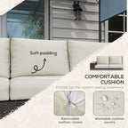 3-Seat Outdoor Patio Sofa, PE Wicker Outdoor Couch with Extra Wide Deep Seat, Wide Armrests 4" Cushions, Beige