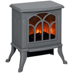 Electric Fireplace Heater, Freestanding Fireplace Stove with Realistic Logs and Flame Effect, 750W/1500W, Gray