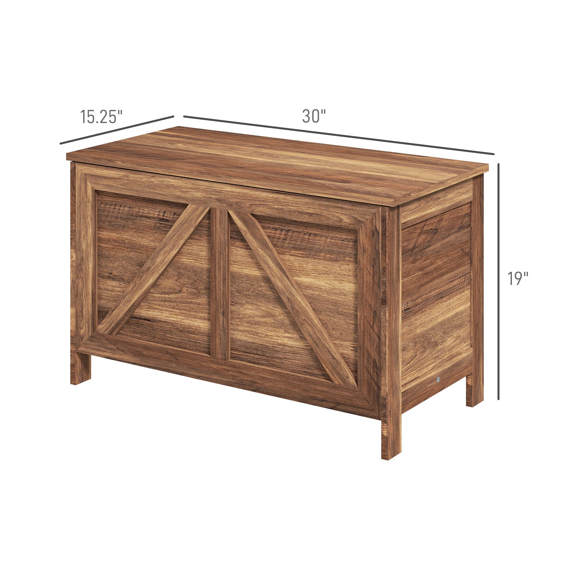 Storage Chest, Farmhouse Lift Top Box Organizer with Safety Hinge, for Bedroom, Entryway, Living Room, Brown Oak