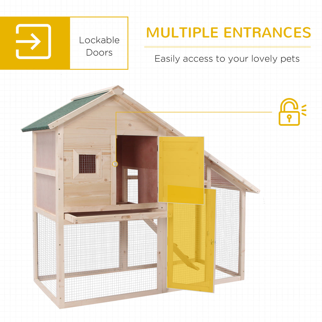 55" L 2-Tier Wooden Rabbit Hutch Bunny Cage