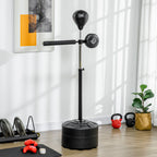 Free Standing Boxing Bag with Stand, Punching Speed Bag Reaction Bar Challenge with Suction Cups, 64-81in Adjustable Height for Teenagers and Adults, Black