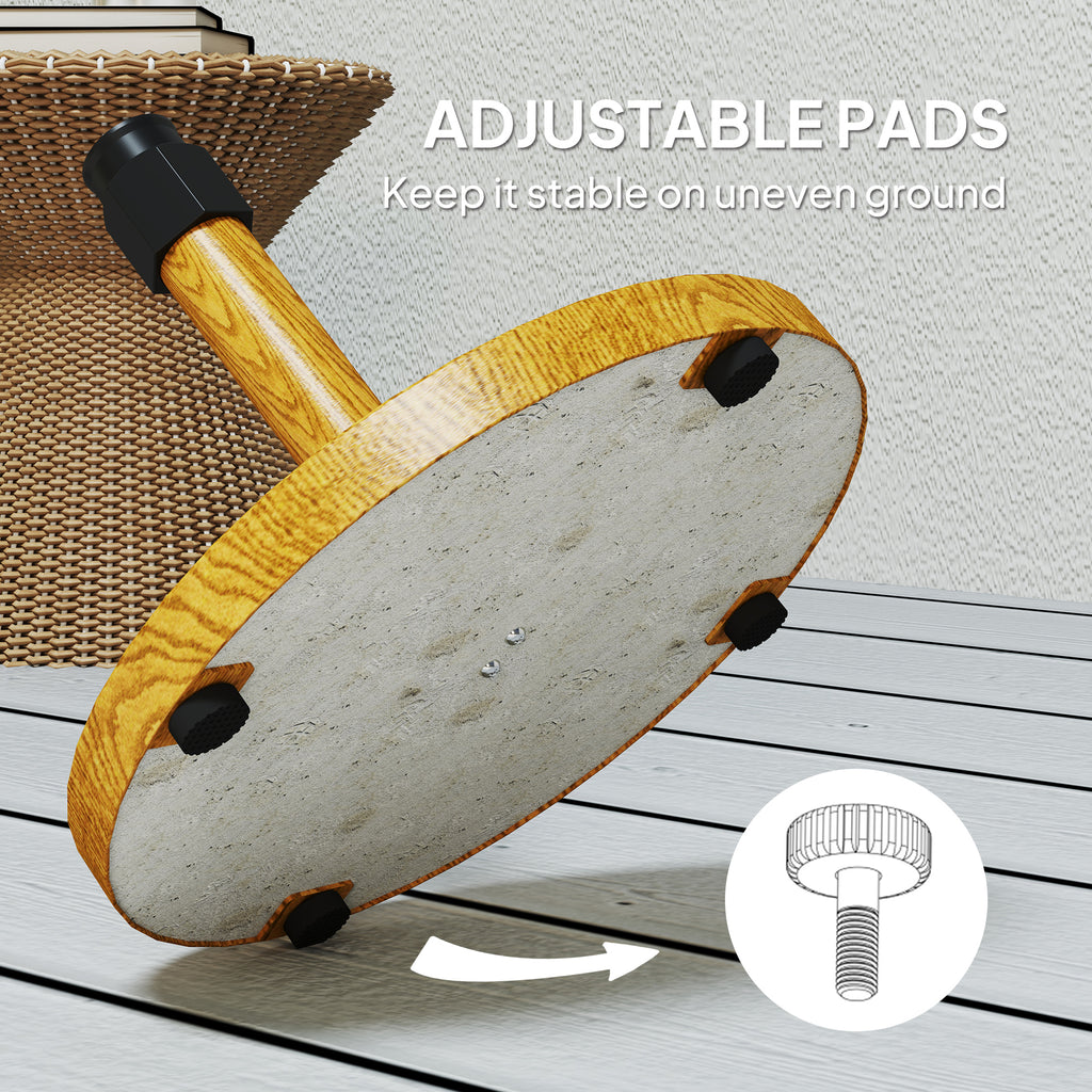 Patio Umbrella Base Holder, Outdoor Umbrella Base with Adjustable Pads, Heavy Duty Patio Umbrella Stand Base for Garden, Poolside, Nature Wood