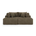 2-Seater Compressed Foam Lounge Sofa with Velvet Fabric and No Wood Frame, Loveseat Ideal for Bedroom, 83" L x 63" W x 25" H, Brown