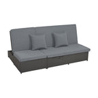 Outdoor Patio Sunbed with Adjustable Backrest & Side Tray, Wicker Rattan Lounger with Thick Cushion, 47" L x 29.5" W x 15" H, Gray