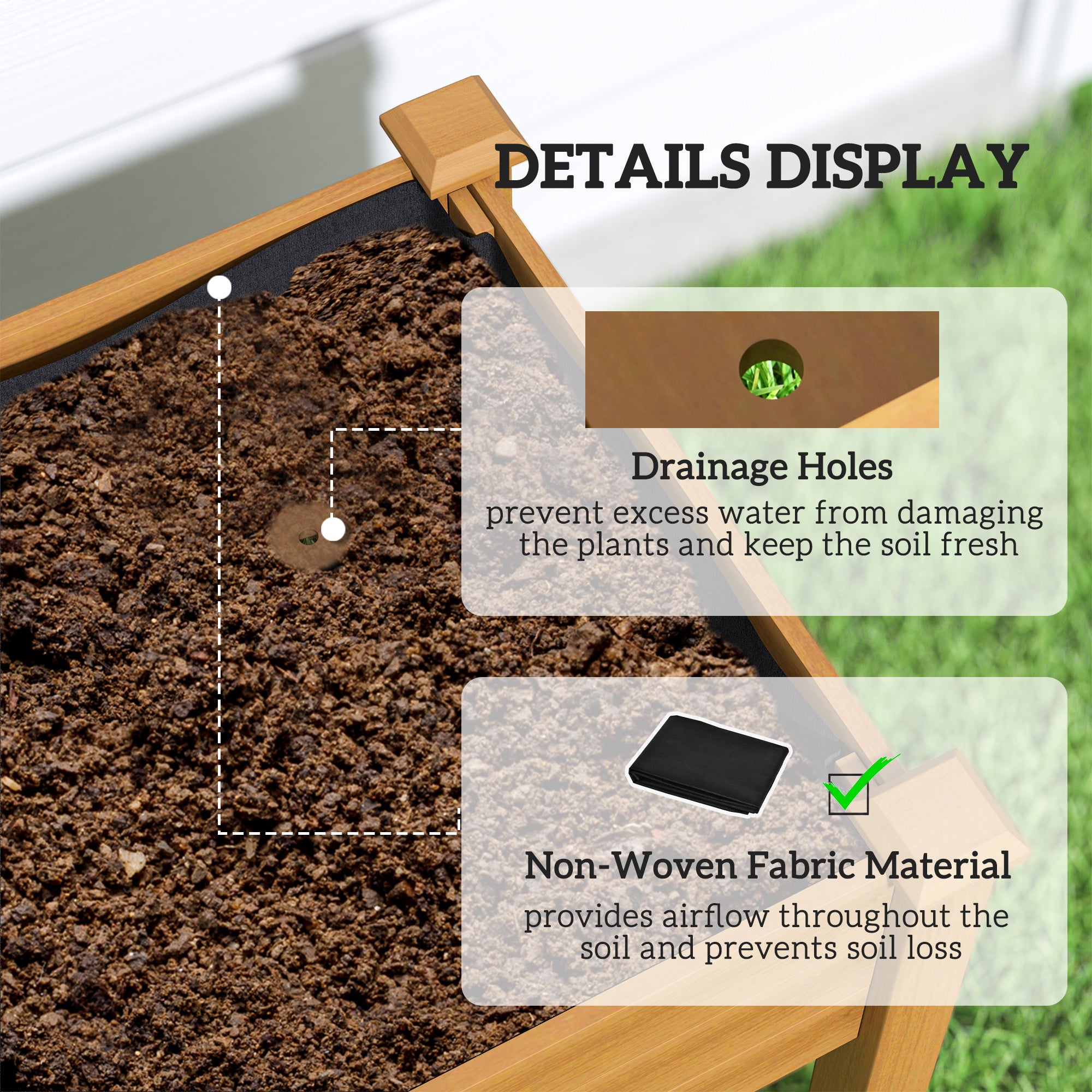 Raised Garden Bed with PE Greenhouse Cover Outdoor Planter Box for Herbs and Vegetables, 48 x 22 x 46 inch, Sand