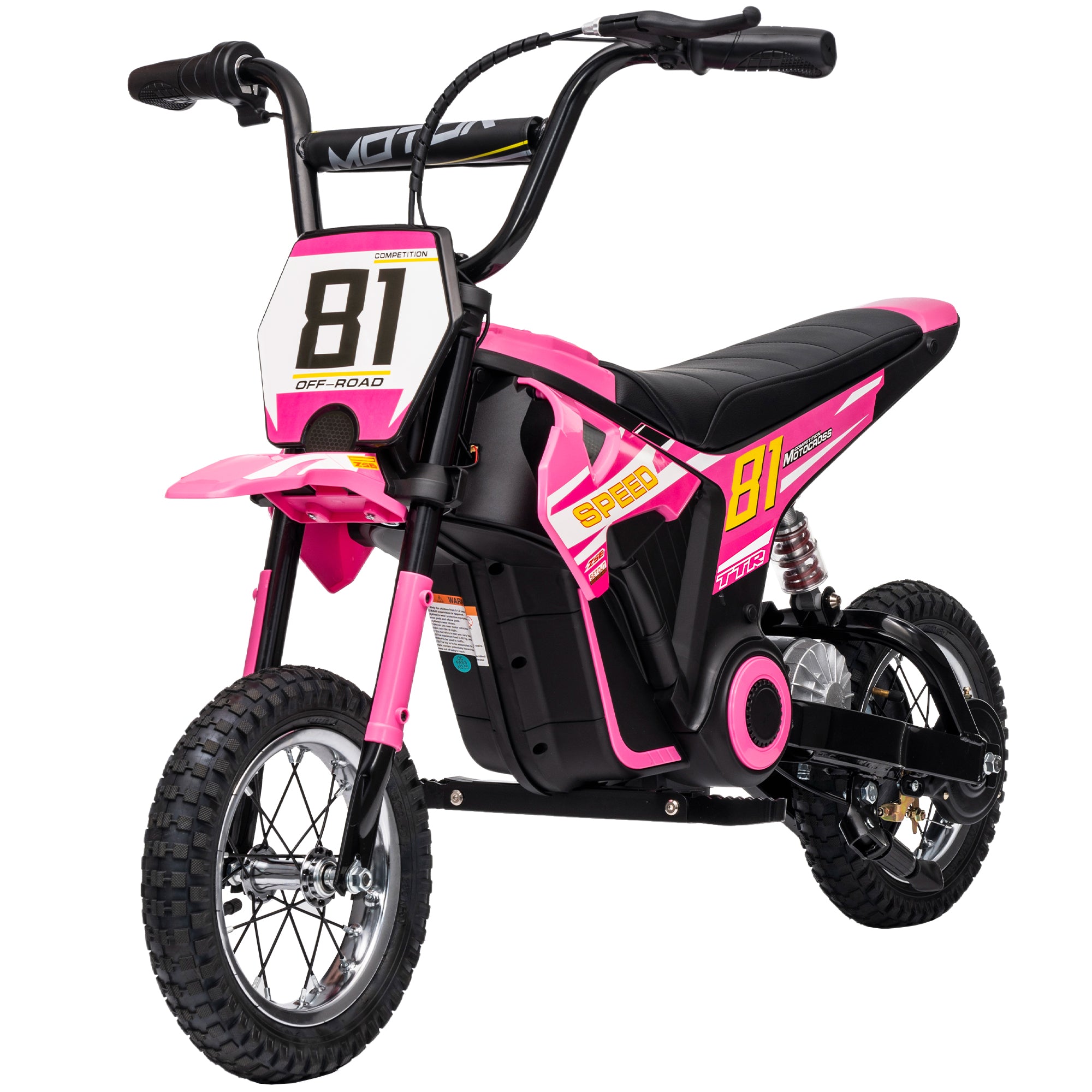 24V Kids Motorcycle, Electric Dirt Bike with 250W Motor, Up to 9.9 MPH, 12" Inflatable Tires and Rear Suspension, Pink