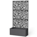 Metal Planter Box with Trellis, 71" Tall Raised Garden Bed with Privacy Screen and Drainage Holes, Banana-Leaf Cut-Outs