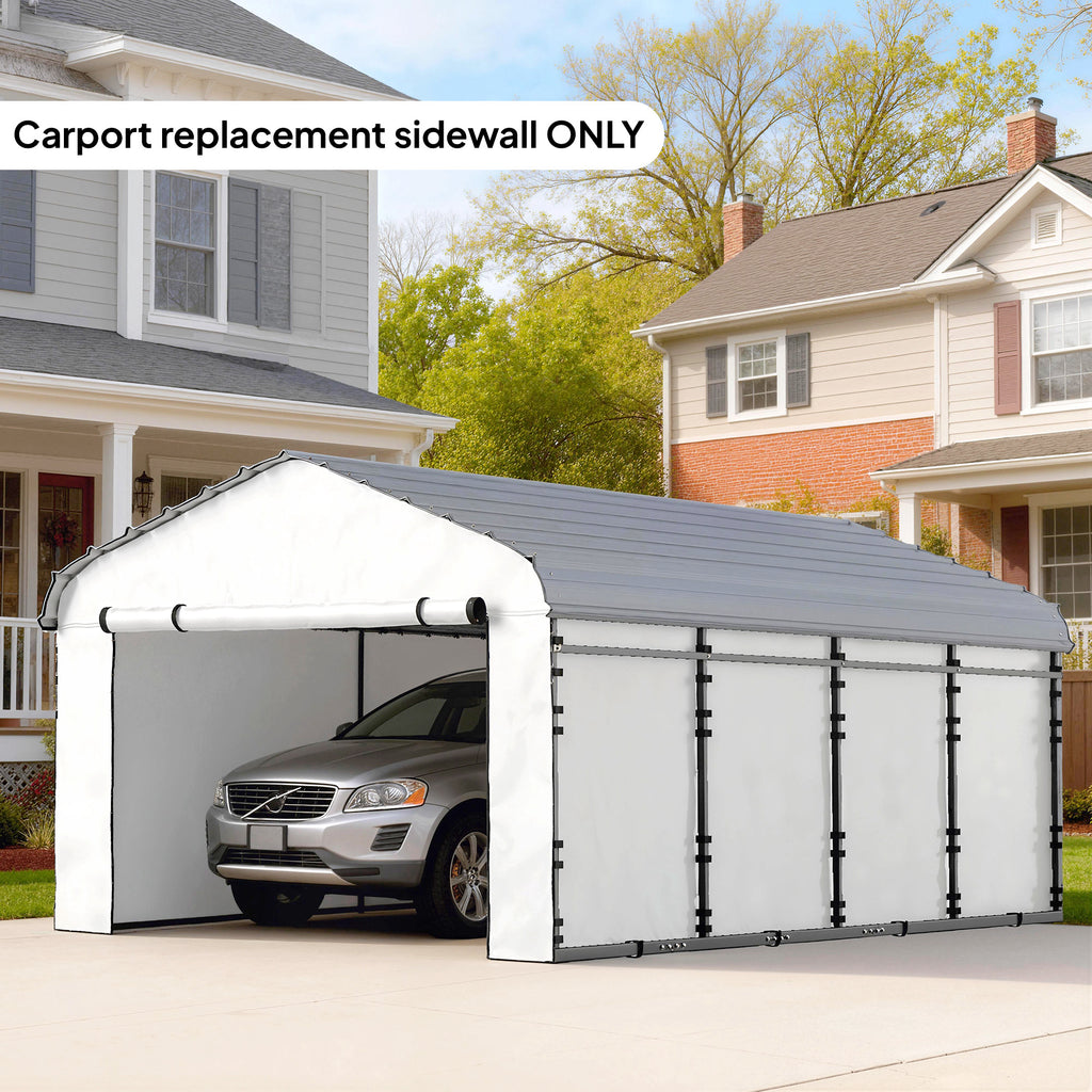 Carport Replacement Sidewall Panel for 10' x 15' Carports, UPF50+ Waterproof Replacement Side Wall Cover, White