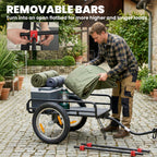2-In-1 Bike Cargo Trailer & Wagon Cart, Multi-Use Bicycle Trailer with Quick Release 16" Pneumatic Wheels, Kickstand