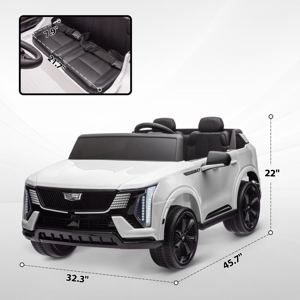 2-Seater 12V 10AH Ride on Truck, Escalade Licensed Electric Car for Kids w/ Spring Suspension Wheels, White