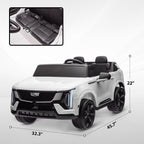 2-Seater 12V 10AH Ride on Truck, Escalade Licensed Electric Car for Kids w/ Spring Suspension Wheels, White