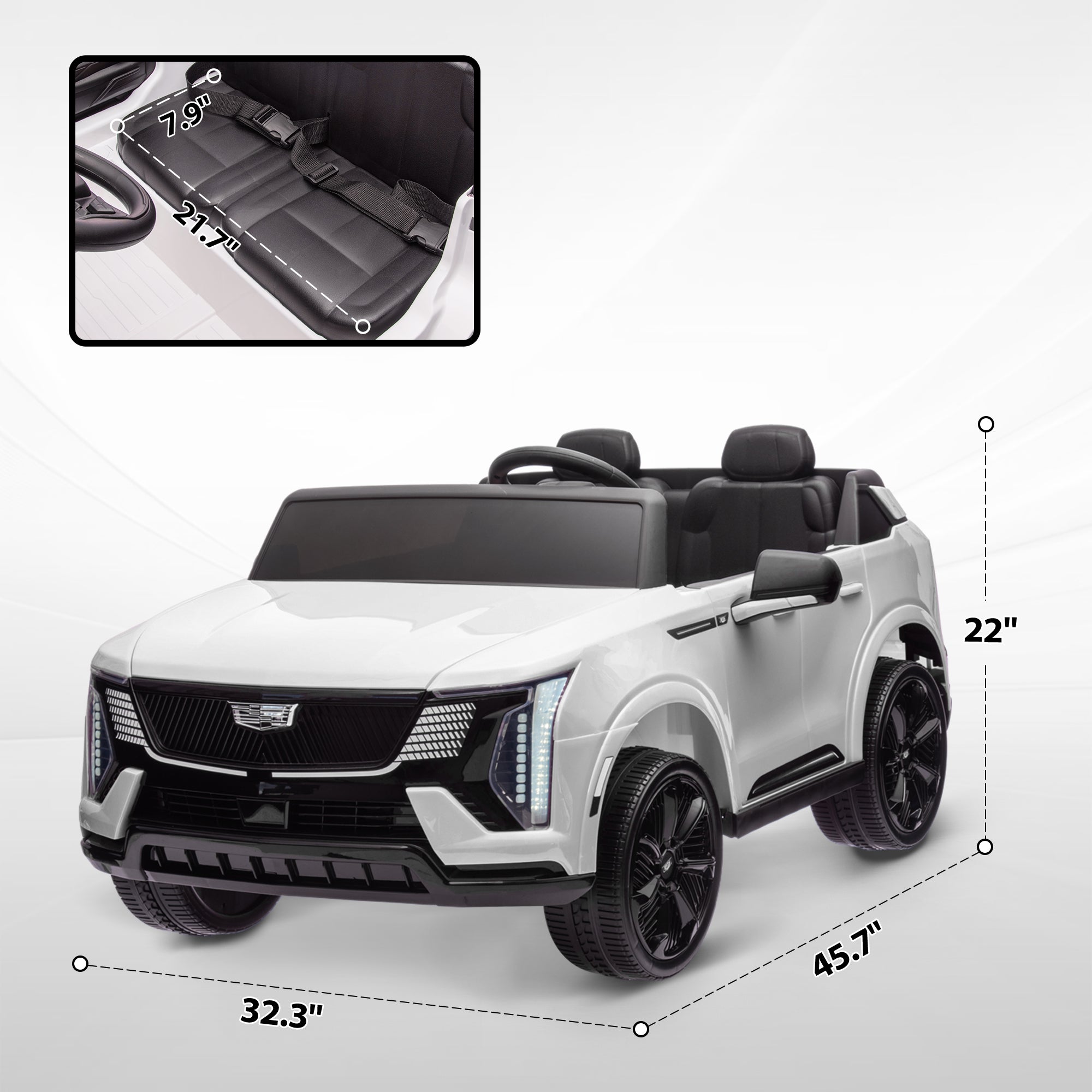 2-Seater 12V 10AH Ride on Truck, Escalade Licensed Electric Car for Kids w/ Spring Suspension Wheels, White