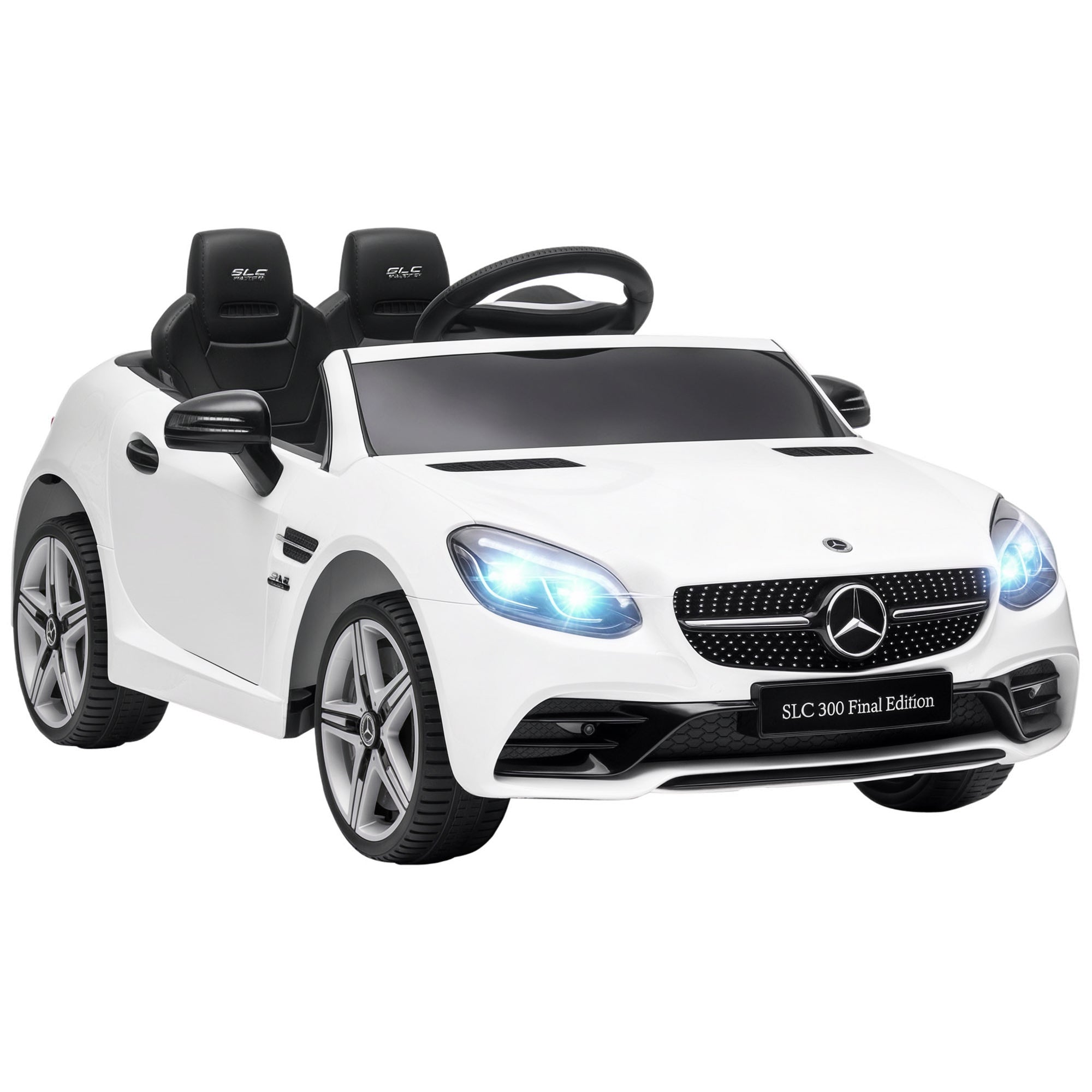 SLC 300 Licensed 12V Ride On Car for Kids with Remote Control, 2 Speeds, Battery Powered Kids Electric Car with Music, Lights, Suspension for 3-6 Years Old, White