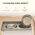 Pet Feeding Station Pet Dish Bowl Set with Storage, 2 Elevated Dog Bowls for Large Sized Dogs, White