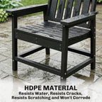 All-Weather Patio Chair, HDPE Patio Dining Chair, Heavy Duty Wood-Like Outdoor Furniture for Garden, Backyard, Deck, Porch, Lawn, Black
