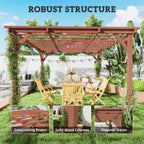 11' x 12.5' Outdoor Wood Pergola with Grape Trellis for Patio, Deck, Backyard, Lawn